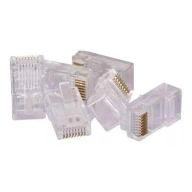 Imagem de Conector RJ45 Macho Transparente Cat.5e U/UTP 8 Unidades