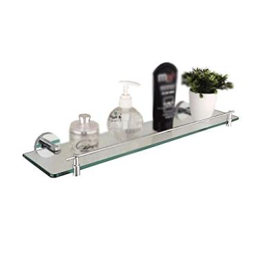 Imagem de Prateleira de vidro de banheiro retangular de vidro temperado 1 camada extra grossa areia prata montada na parede