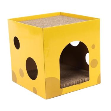 Imagem de Ｂｅｓｇａ Gato Arranhando Casa de Papelão Gato Scratcher Móveis Protetor Interativo Anti Deslizamento Inferior Caixa Ondulada Lounge, 30x30x30cm