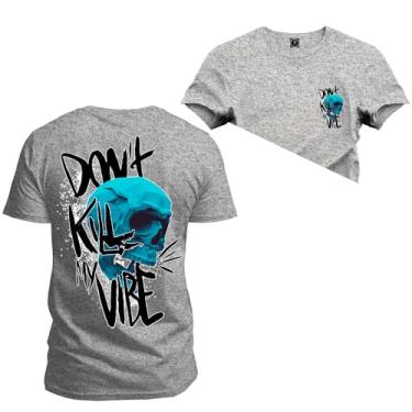 Imagem de Camiseta Plus Size Premium Estampada Algodão Kill Vibe Frente Costas Cinza G3