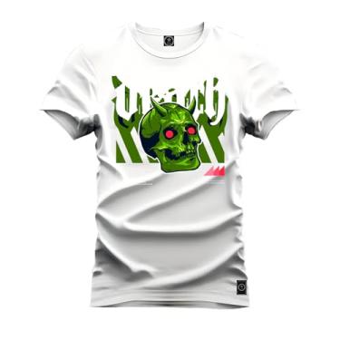 Imagem de Camiseta Agodão T-Shirt Unissex Premium Macia Estampada Cavera Drt Branco P