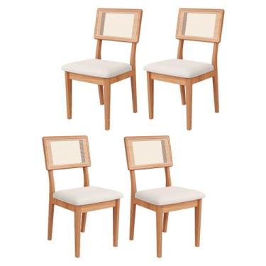 Imagem de Dalla Costa, Kit 4 Cadeiras Estofadas Encosto de Tela Freijó Cesare Claro Dalla Costa