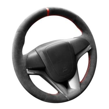 Imagem de Alfanxi Capa de volante Alcantara costurada à mão compatível com Chevrolet Malibu Volt 2011-2015 (listra vermelha)