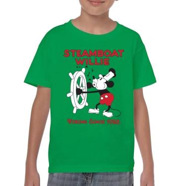 Imagem de Camiseta juvenil Steamboat Willie Vibing Since 1928 Iconic Retro Cartoon Mouse Timeless Classic Vintage Vibe Kids, Verde, P