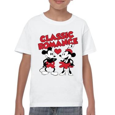 Imagem de Camiseta juvenil Steamboat Willie Classic Romance Cute Cartoon Mouse Love Relationship Heart Valentine's Day Kids Branca Pequena