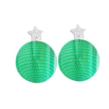Imagem de OIDIMS Brincos pendentes de bola de discoteca, música, clube de dança, estilo vintage, anos 70 e 80, com glitter, espelhado, punk, personalizado, bijuteria de fantasia para mulheres, meninas,