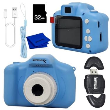 Imagem de Ultimaxx Pacote essencial de câmera digital infantil (azul) - Inclui: cartão microSD de 32 GB, leitor de cartão de memória de alta velocidade com slot microSD interno, cordão, pano de microfibra e