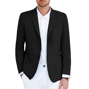 Imagem de GRACE KARIN Blazer masculino casual leve jaqueta esportiva slim fit para homens, Preto, Medium