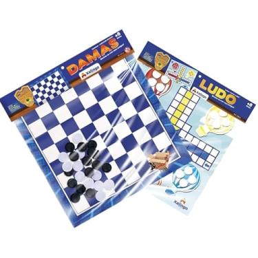 Imagem de Brinquedo Pedagógico Em Madeira Jogos Tradicionais De Tabuleiro Damas E Ludo