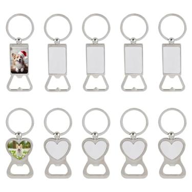 Imagem de Framendino, Pacote com 10 chaveiros de metal de sublimação abridor de garrafa chaveiro com foto personalizada