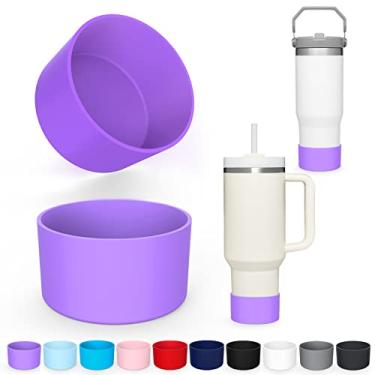 Imagem de Beonsky Bota de silicone de 25 cores para Stanley 1,134 g Quencher & IceFlow 567 g 850 g, 2 peças de acessórios para garrafa de água, capa inferior antiderrapante sem BPA, lavável na lava-louças