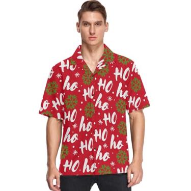 Imagem de Camisas havaianas masculinas manga curta Aloha Beach Shirt Hohoho floral verão casual camisas de botão, Multicolorido, XG