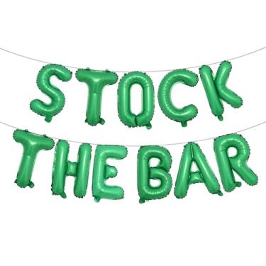 Imagem de STOCK THE BAR Balloons Bannner Multicolor optional Party Decorations Sign (STOCK THE BAR Green)