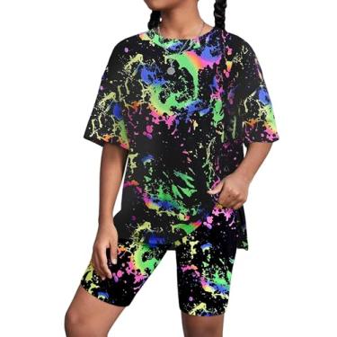 Imagem de Tomolant Roupas para meninas, roupas de verão, gola redonda, conjunto de 2 peças, Preto, 11-12T