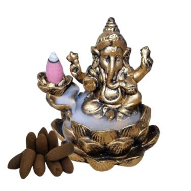 Imagem de Incensário Cascata e Vareta Flor de Lótus Ganesha + 10 cones cascata incenso backflow fumaça invertida