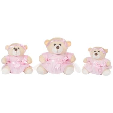 Imagem de Trio De Ursos PMG Para Nicho Decoração Menina Bailarina Rosa Bebê Baby Decoração Quarto Festa Pelúcia Presente
