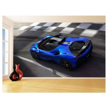 Imagem de Papel De Parede 3D Carro Ferrari Azul Escuro 3,5M Car144