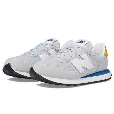 Imagem de New Balance Tênis infantil 237 V1 com cadarço, Cinza brilhante/ágata azul, 18