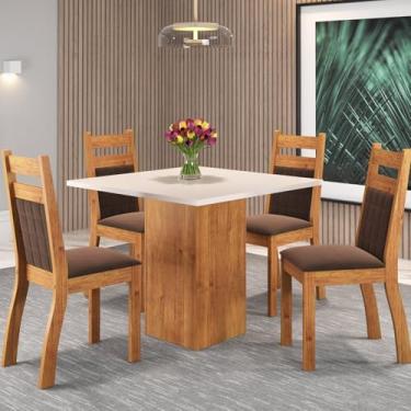 Imagem de Mesa de Jantar Quadrada 90x90 com 4 Cadeiras Sicilia Mel/Blonde/Bombom
