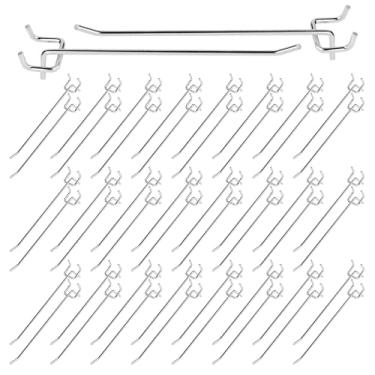 Imagem de Yauhar Conjunto sortido de 50 peças de ganchos de quadro de 20 cm/20 cm, ganchos de metal para placa de pino com passo de orifício de 2,5 mm, gancho para pendurar na parede de 4 mm de diâmetro para