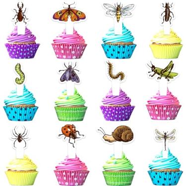 Imagem de Insect Themed Kids Happy Birthday Bug Cupcake Toppers Set of 24 - Insect Themed Party, Boy and Girl Birthday Party or Baby Shower Beetle, Ladybug Decoration Supplies - LIANGSS
