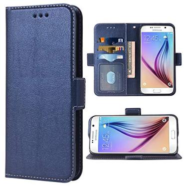 Imagem de Capa de telefone para Samsung Galaxy S6 Folio Flip Wallet Case, couro PU, compartimentos para cartão de crédito, resistente, proteção de corpo inteiro, suporte, capa protetora para celular para Glaxay