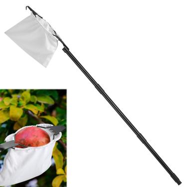 Imagem de DwelSpire Colhedor de frutas com cesta 66-424 cm alça longa ajustável grande bolsa elástica ferramentas de colheita de frutas com lâminas serrilhadas equipamento apanhador de árvores para maçãs,