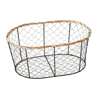 Imagem de Generic Cesta de pão de ovo Cesta de Recipiente Cesta de armazenamento de arame Suporte de frutas para armário de cozinha Lanches Vegetais, Oval S