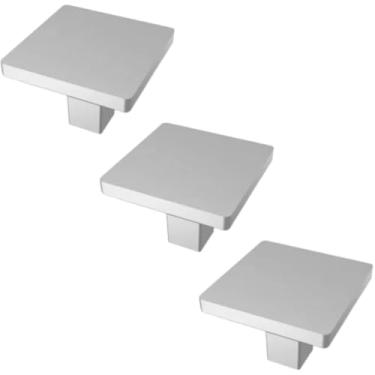 Imagem de Kit 3 Puxadores Aspen 188 Ponto Quadrado Cromo Acetinado Para Móvel Armários e Gavetas