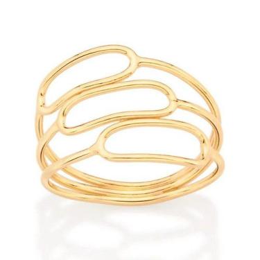Imagem de Anel banhado ouro 3x 24k 18k e 22k feminino rommanel aro triplo oval 5