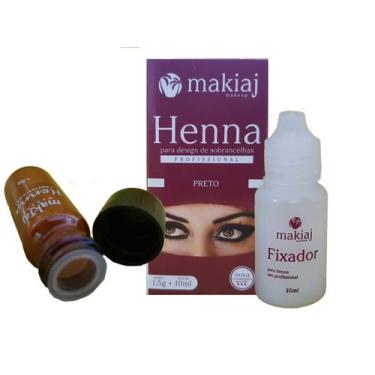 Imagem de Makiaj Kit Henna Design Sobrancelha Profissional 1.5g e 10ml Fixador T