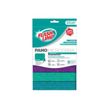 Imagem de Pano Microfibra Multiuso com 3 Panos - Flash Limp, U