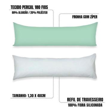 Imagem de Kit Refil Silicone + Fronha Travesseiro de Corpo 1,30x40 COMPLETO Perc