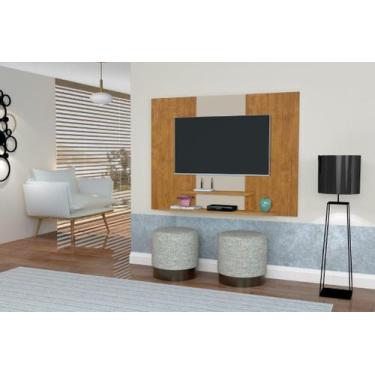 Imagem de Painel Topázio Com Prateleiras Para TV Até 46'' Polegadas Cor Ipê / Of