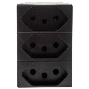 Imagem de Módulo Tomada Tripla Monobloco Preta Pial Plus+ 615043Pt - Legrand