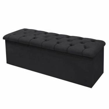 Imagem de Calçadeira Bau  140 cm Casal Suede Preto - Fabrica de tudo