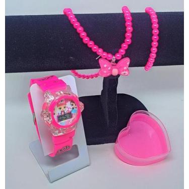 Imagem de Kit Relógio de Pulso Infantil Digital Pisca Luz Toca Musica Colorido D