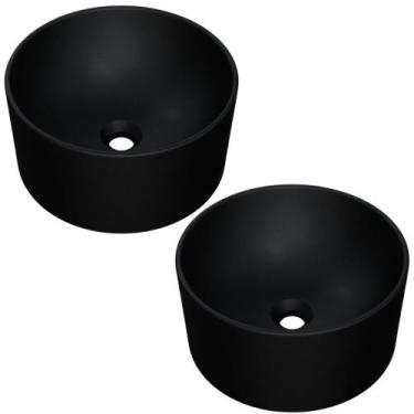 Imagem de Kit 02 Cubas de Apoio Redonda Para Banheiro Lavabo C01 BL30W Preto Mat