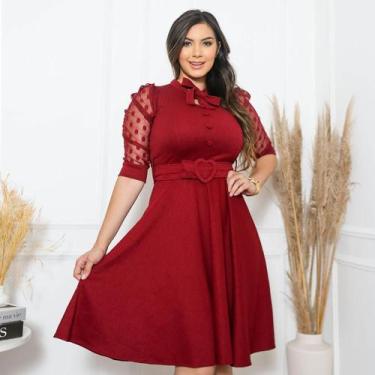 Imagem de Vestido Feminino Lindo Evangélico Midi Godê Social Barato - Universo d