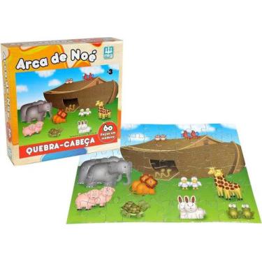 Imagem de Quebra-cabeça  arca de noé - madeira 60 peças - nig