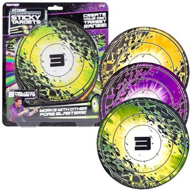 Imagem de Alvos pegajosos para lançadores de bola de espuma e empurradores, pacote com 3 – Inclui 3 alvos que aderem à maioria das superfícies planas – autoadesivo, removível – presente para crianças a partir de 4 anos