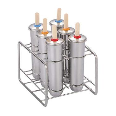 Imagem de Joyeee Molde de picolé de aço inoxidável, forma de picolé, molde de sorvete, sorveteira, bandeja congelada, picolé, para doces de gelo, pirulitos, sucos e vitaminas de frutas (conjunto com 6) #6