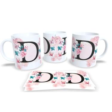 Imagem de Caneca Branca de Porcelana Personalizadas Alfabeto iniciais Nomes (D)