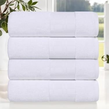 Imagem de Superior Larissa Conjunto de toalhas de banho de algodão, design geométrico, borda maquineta, toalhas de peso médio para banheiro, banho de hóspedes, spa, resort, hotel, Airbnb, essenciais para casa,