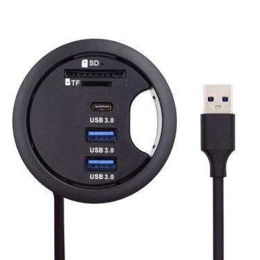 Imagem de Xiwai Divisor de hub USB 3.0, SD TF USB-C 2 portas, expansor multiportas USB, porta de dados tipo C, porta de dados de alta velocidade, 60 mm, base de anilhós, dock station, interface de leitor de