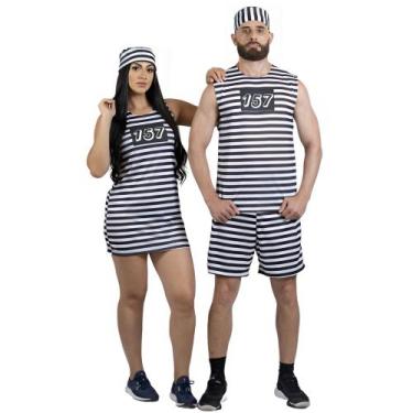 Imagem de Kit Fantasia Casal Presidiário Listrado 157 - HNG, GG fem & M masc