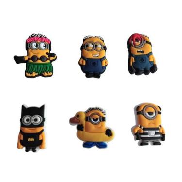 Imagem de Kit 6 pins bottons enfeites para calçados emborrachados - minions - 4G