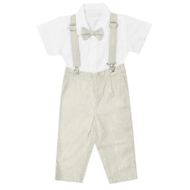 Imagem de Roupa Batizado Infantil Menino Casamento Formatura Papilloo, BEGE, 2 A
