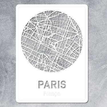 Imagem de Mapas de cidades recortados em madeira 3mm - Dekalque, Branco