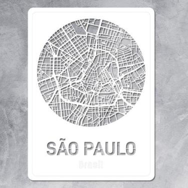 Imagem de Mapas de cidades recortados em madeira 3mm - Dekalque, Branco